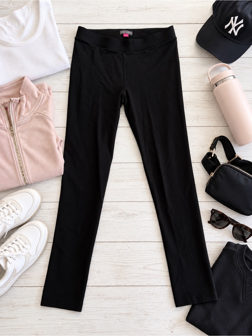 Vince Camuto PXS Black Ponte Seamed Leggings Pull On Pants